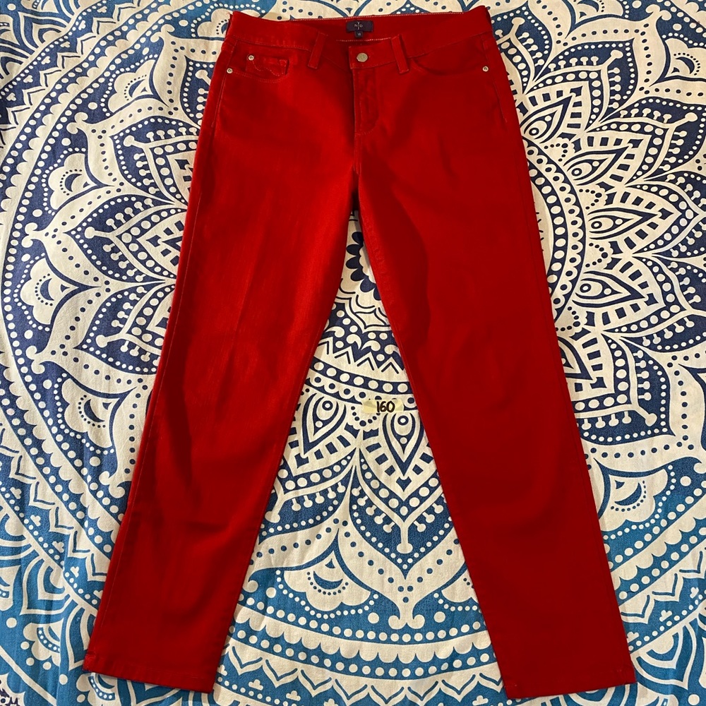 NYDJ RED SKINNY JEANS SIZE 9/10 30 28” ANKLE BEAUTIFUL EUC SLIMMING WONEN - Picture 6 of 13